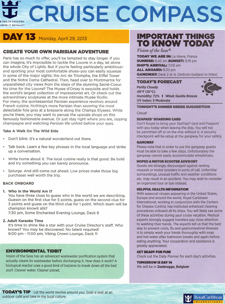 Cruise Compass - Vision of the Seas