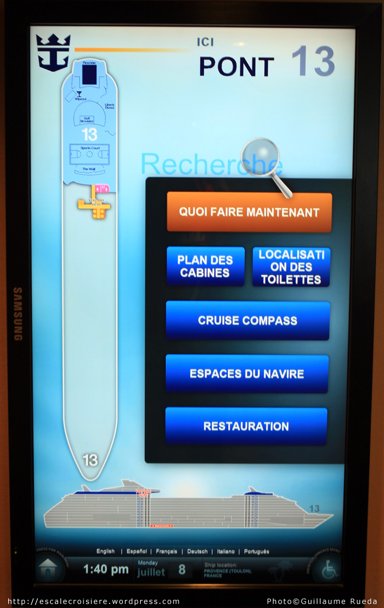 Liberty of the Seas - écran interactif