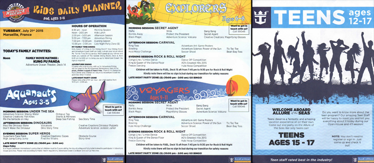 Programme enfants et ados - Allure of the Seas