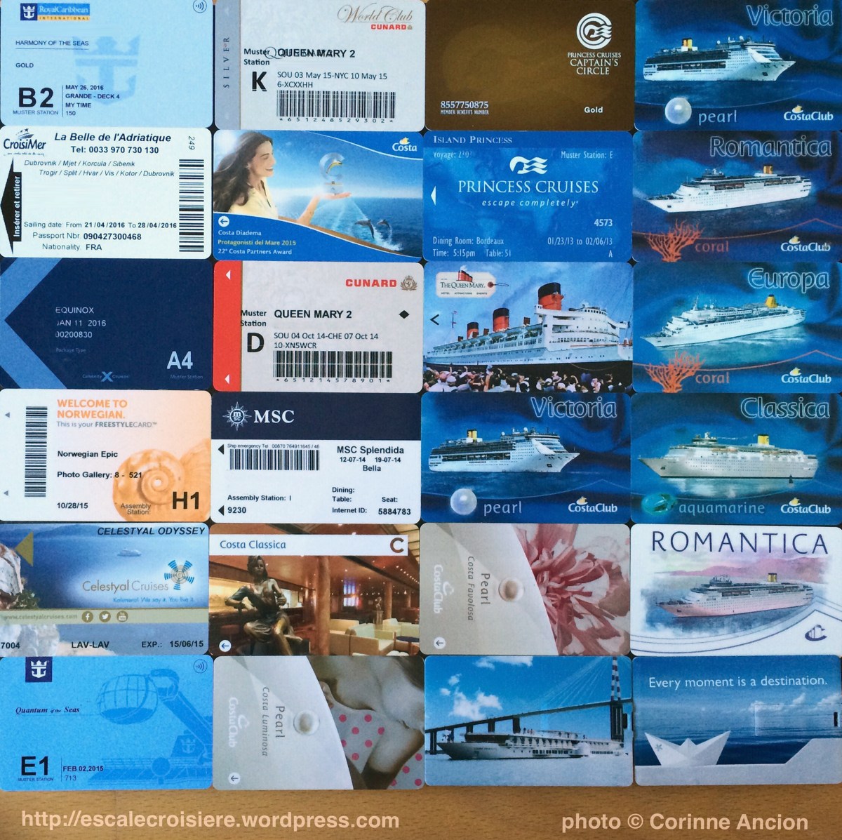 Cartes d'embarquement croisières