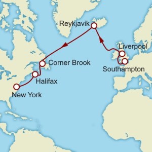 QM2 - Carte Transatlantique route des Vikings