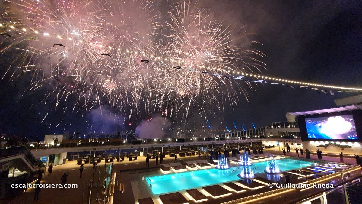 Baptême MSC Grandiosa feu d'artifice