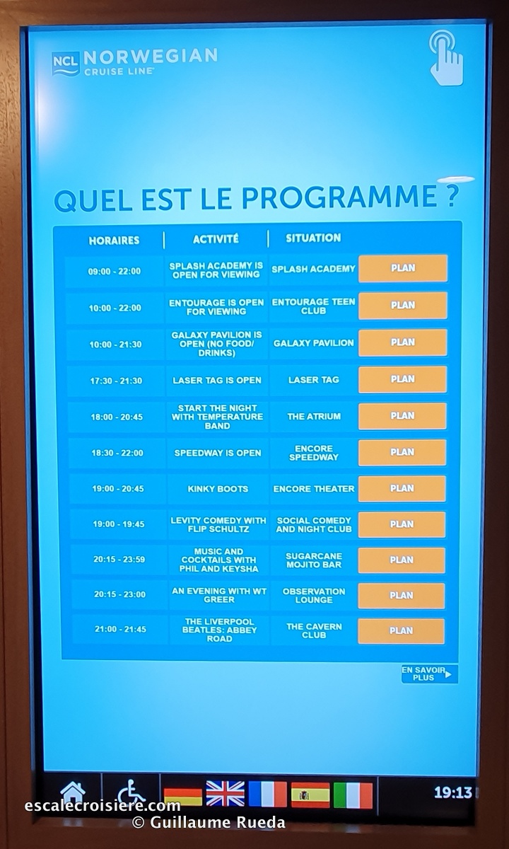 Bornes interactives - Norwegian Encore