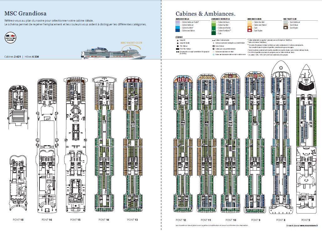 Plan des ponts MSC Grandiosa