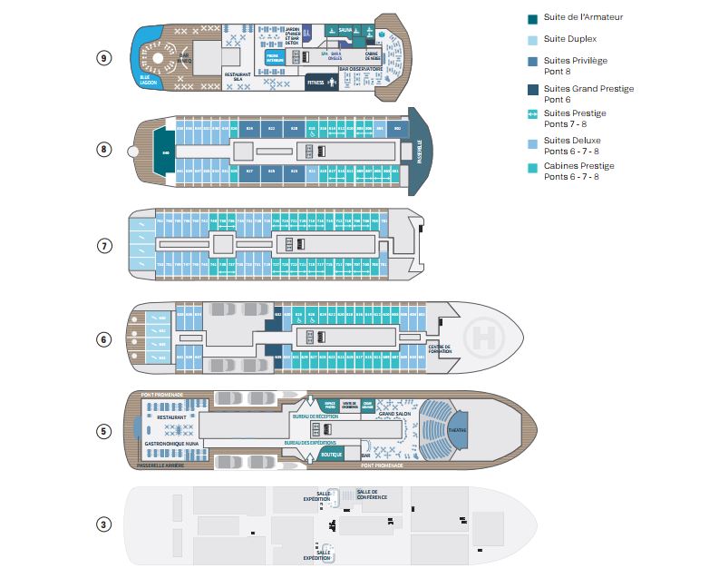 Le Commandant Charcot - Plan des ponts