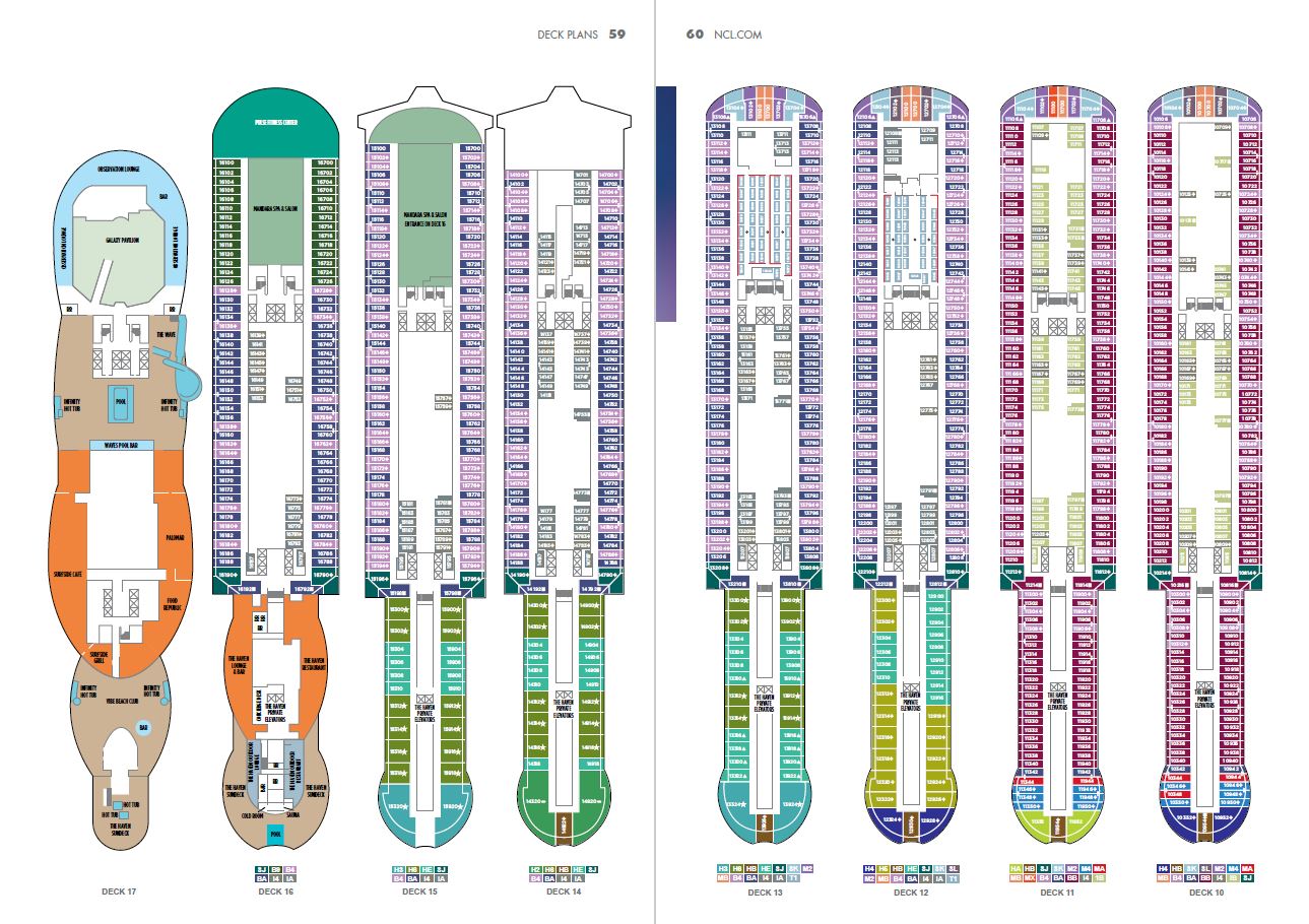 Plan des ponts - Deck plan Norwegian Prima