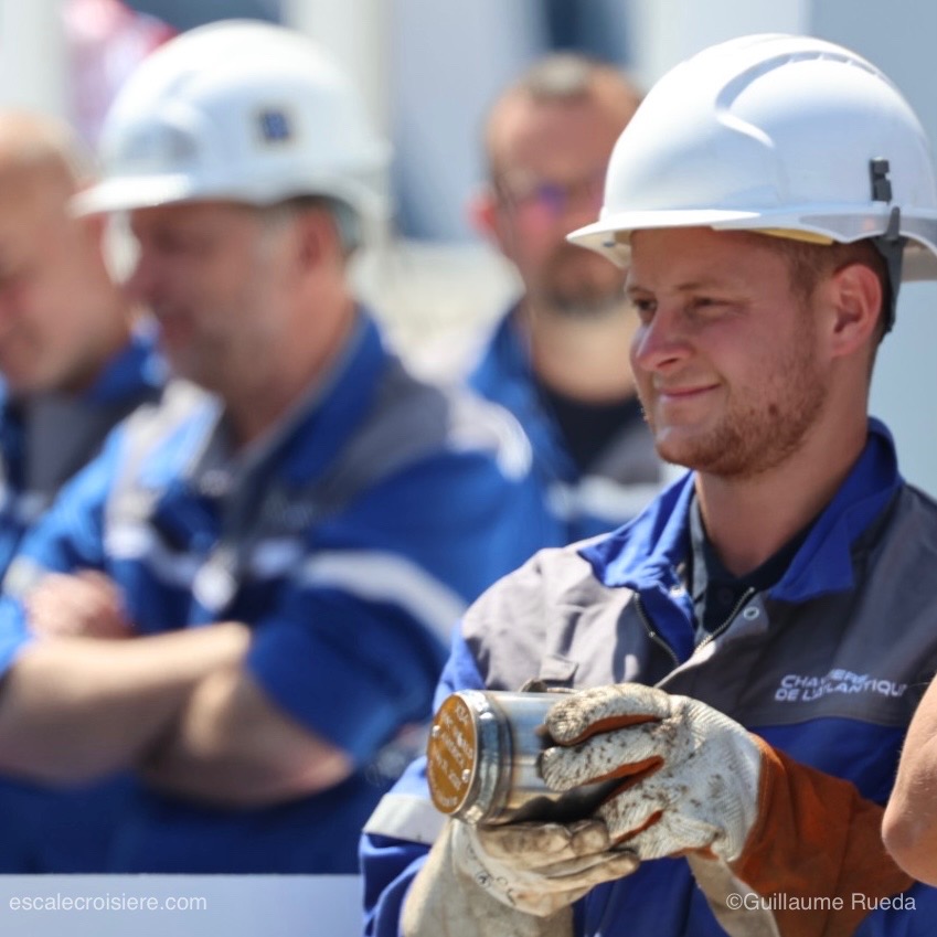 Cérémonie de la pièce MSC World America - Kylian Le Boursicaud soudeur - Chantiers de l'Atlantique