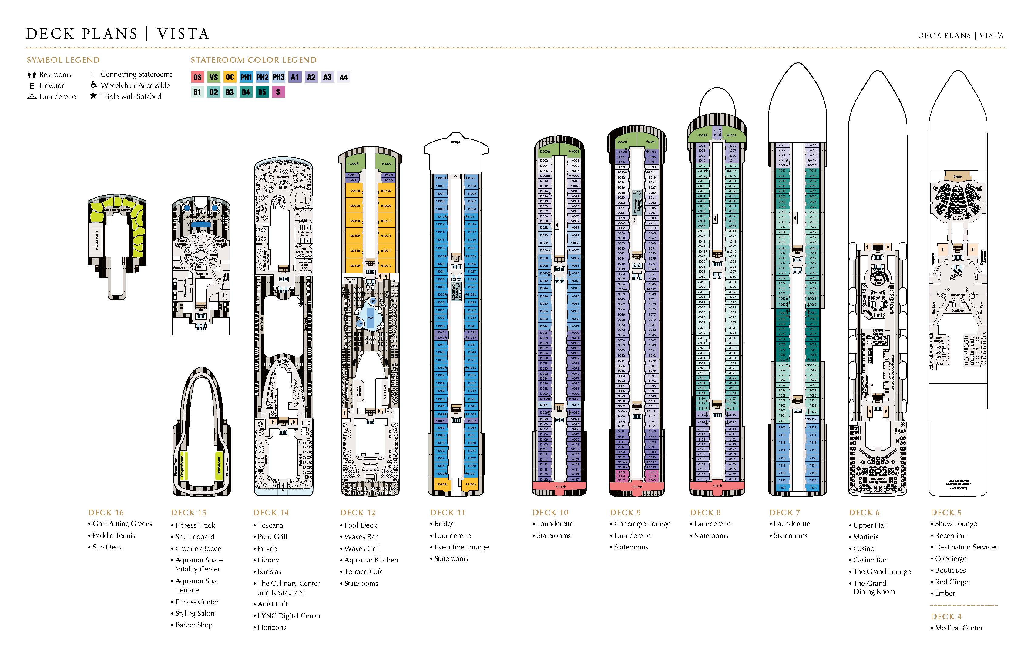Plan des ponts - Deck Plan Vista Oceania