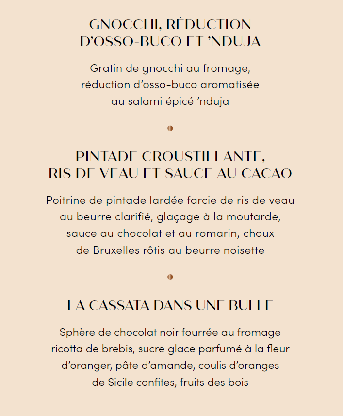 Costa - Menu Bruno Barbieri