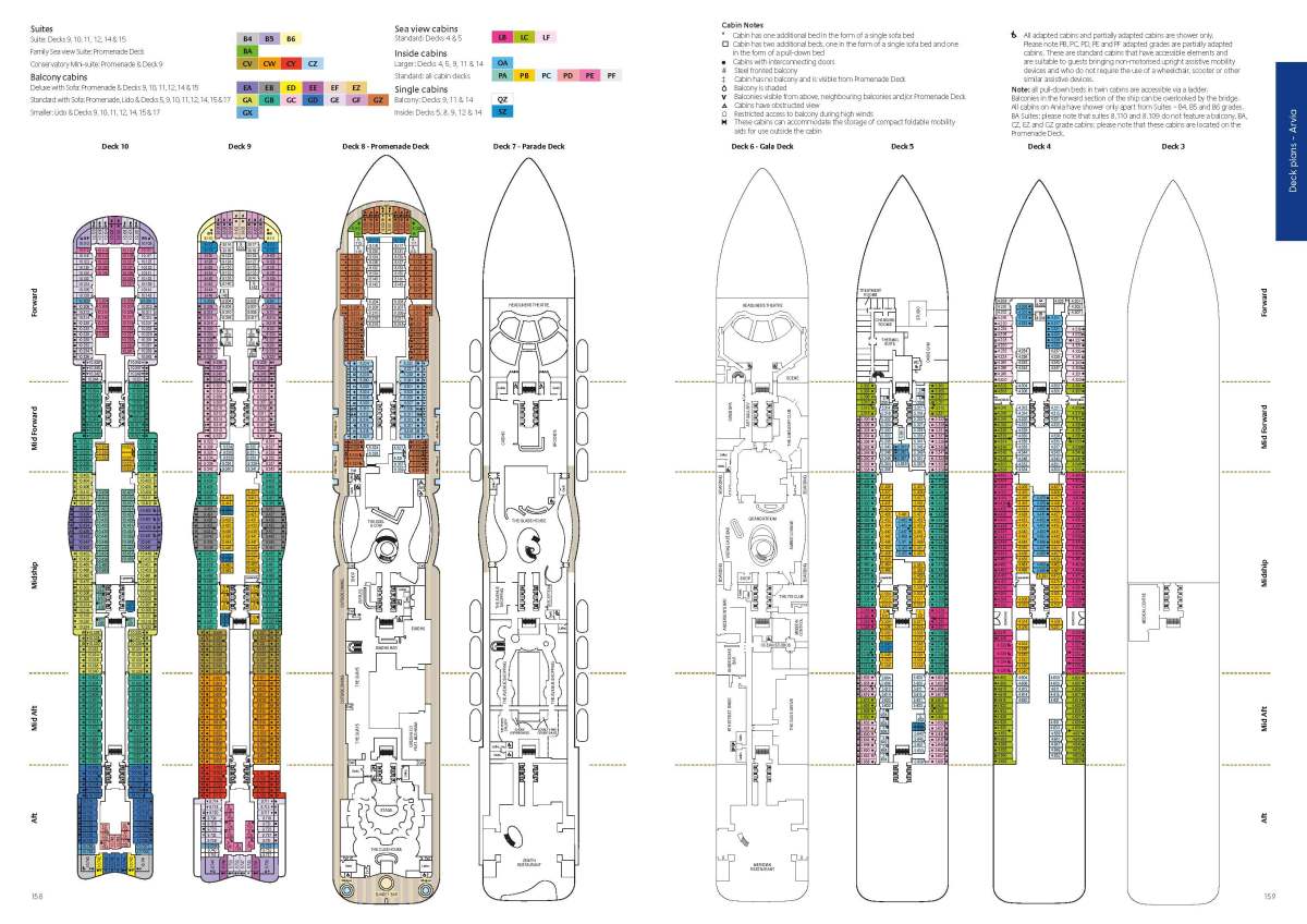 Plan des ponts Arvia Deck Plan P&O Cruises