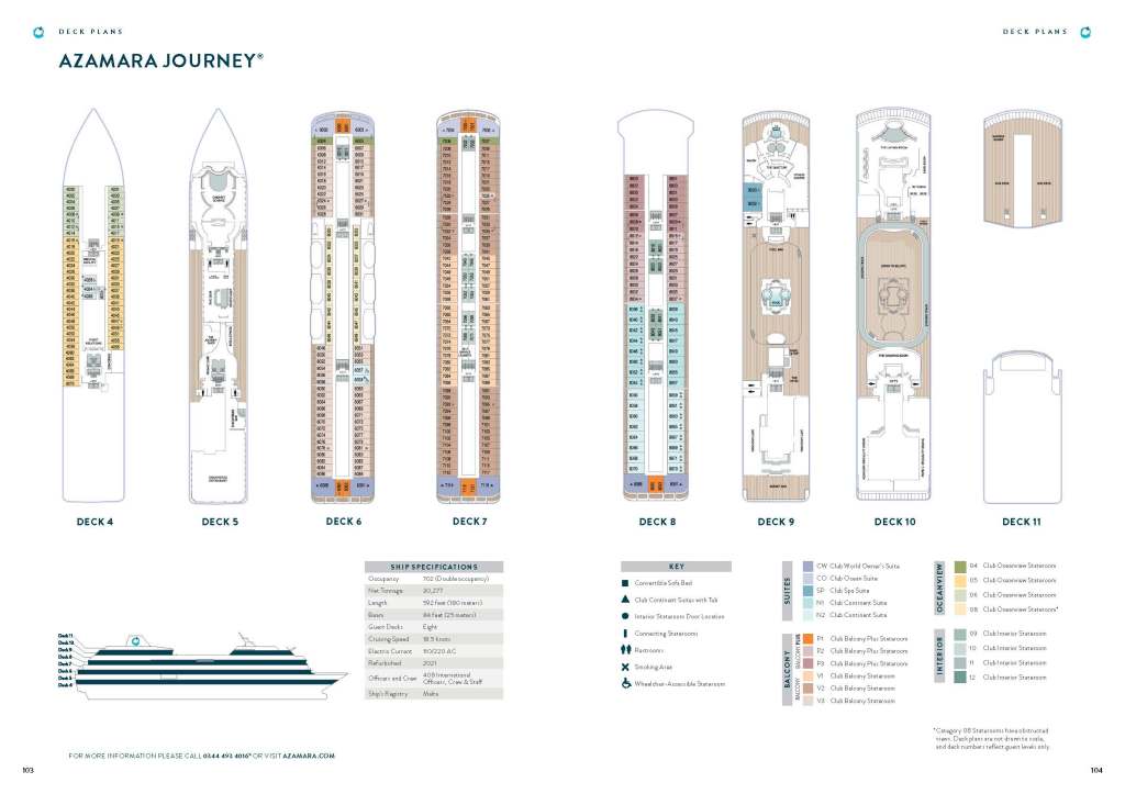 Plan des ponts Azamara Journey deck plan
