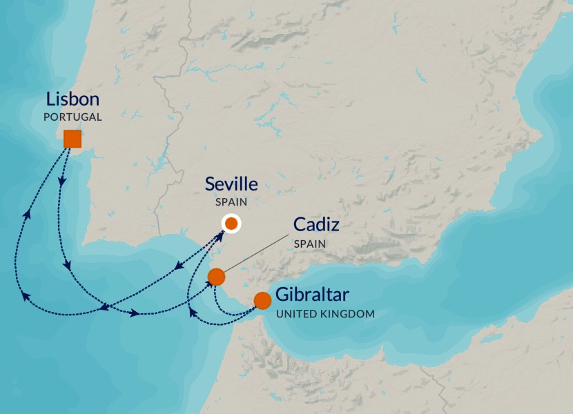 Map - Carte Itinéraire Croisière ibérique Azamara Journey 2026